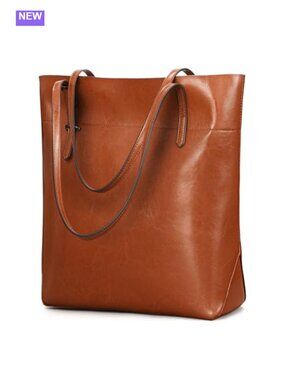 Vintage Genuine Leather Tote Shoulder Handbag Zip Spacious